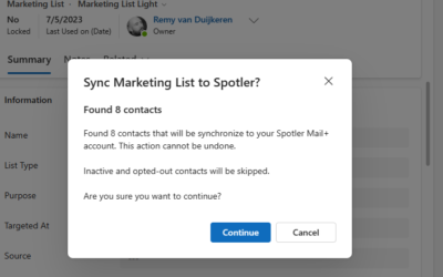 Confirmation Dialog when syncing Marketing Lists